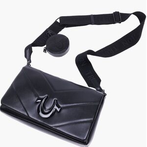 Black Quilted Crossbody Bag with Coin Purse